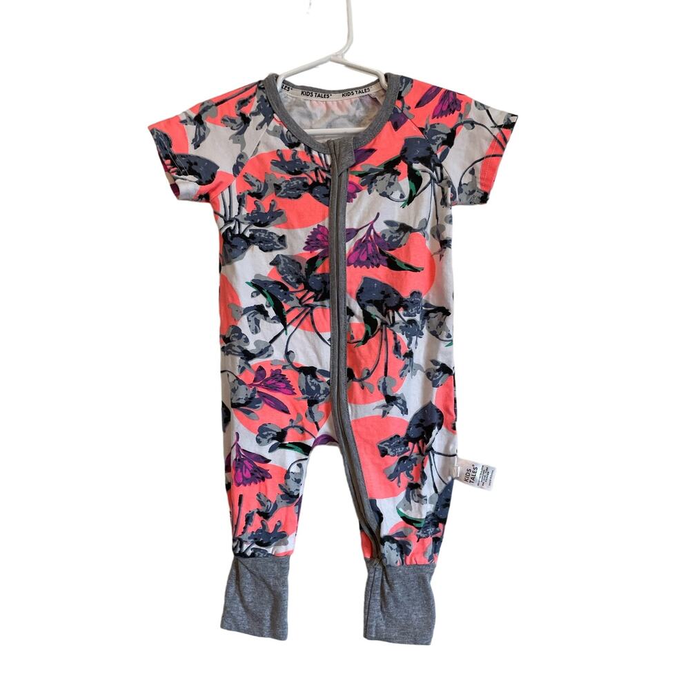 Kid Tales short sleeve one piece pants floral zip lightweight Size 73 US 6-9 m